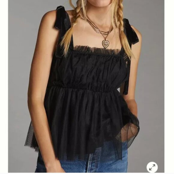 ⭐️ Velvet Tulle Boho Peasant Hipster Hippie Art Deco Farm Classy Romantic Blouse - Picture 1 of 8